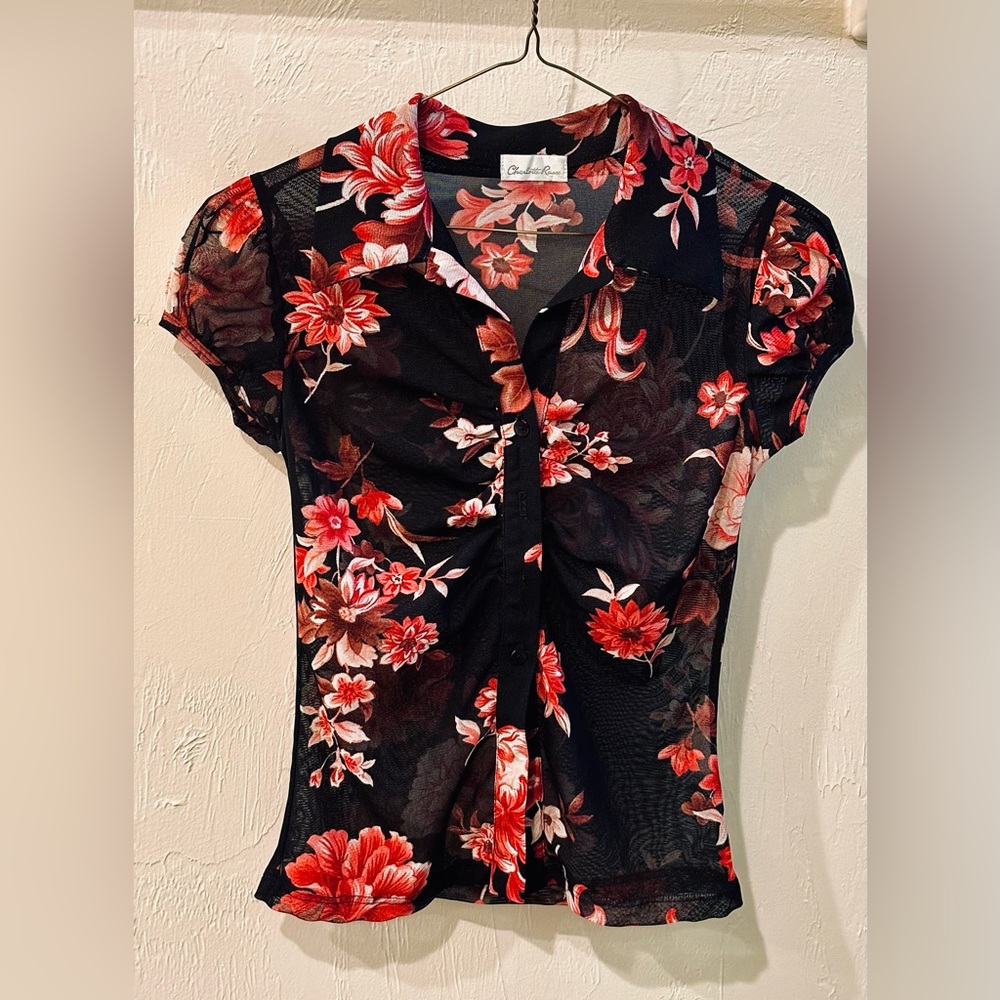 Woman’s  button down blouse size small. Sheer fabric